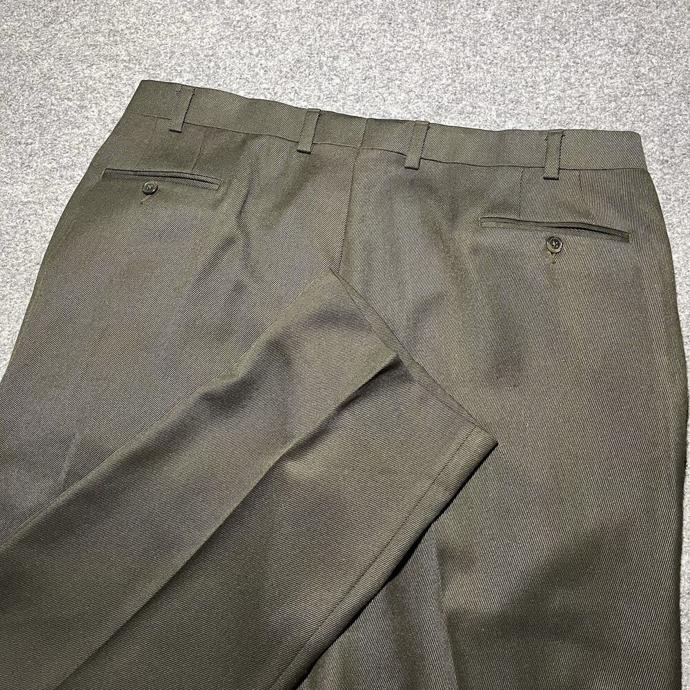 Riviera Traveler Pants Mens 40x30 Green Flex Technology Dress Slacks Wool Blend
